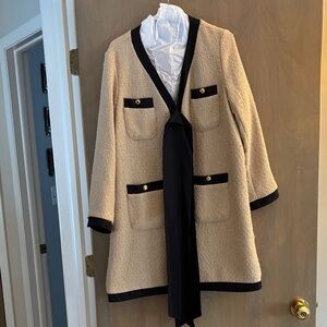 Elegant Taupe and Black Women's Dress